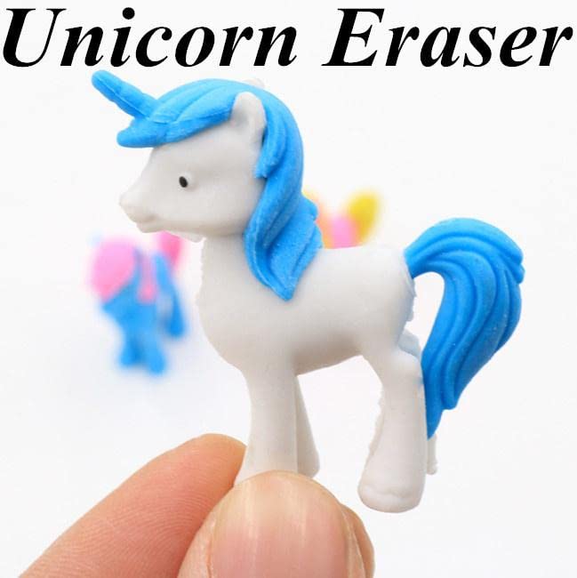 Novelty eraser set for children featuring a magical unicorn design, comes in a pack of three with assorted colours, available in www.usmile.toys